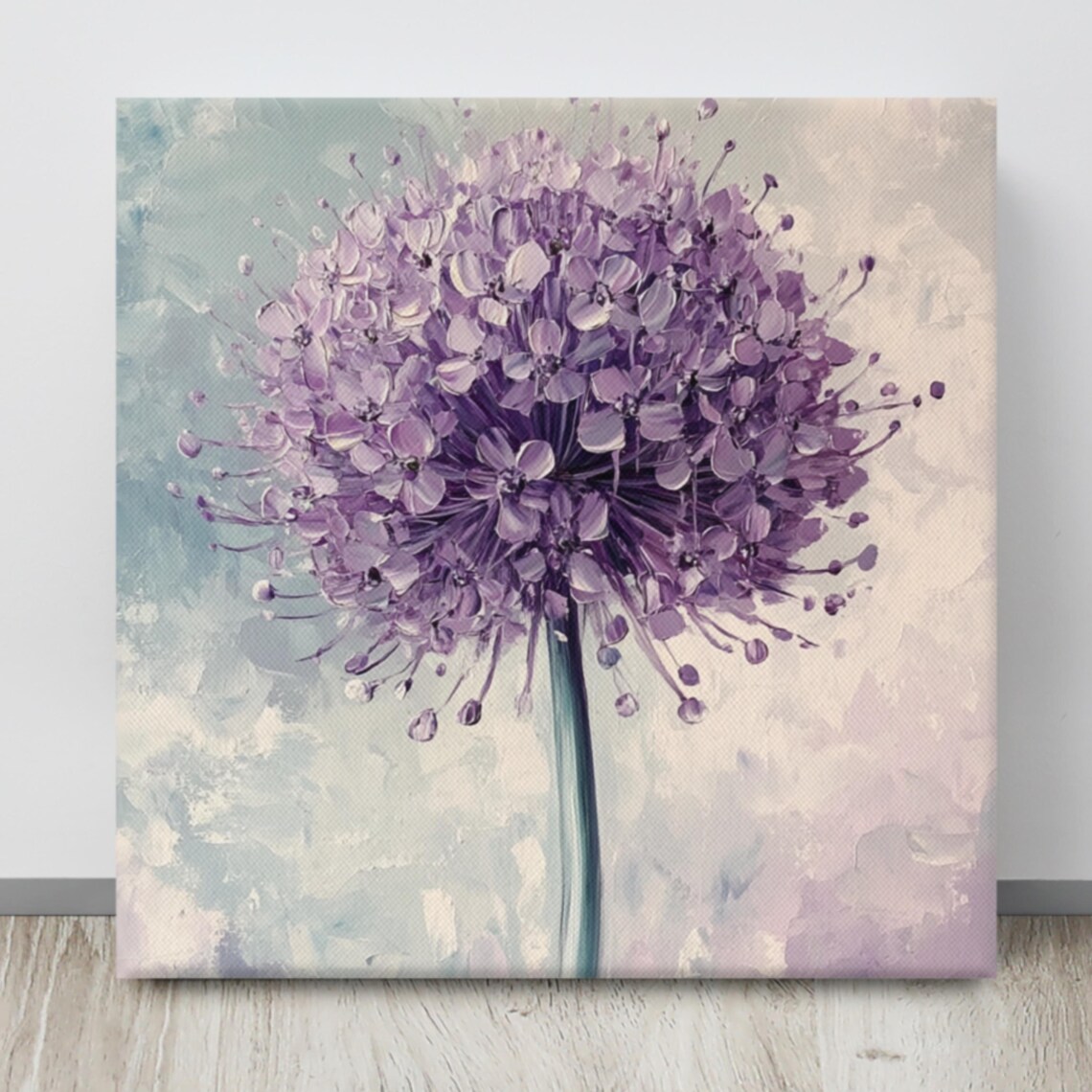 Purple Allium Globe Flower Bloom Soft Pastel Painting Poster - Image 4