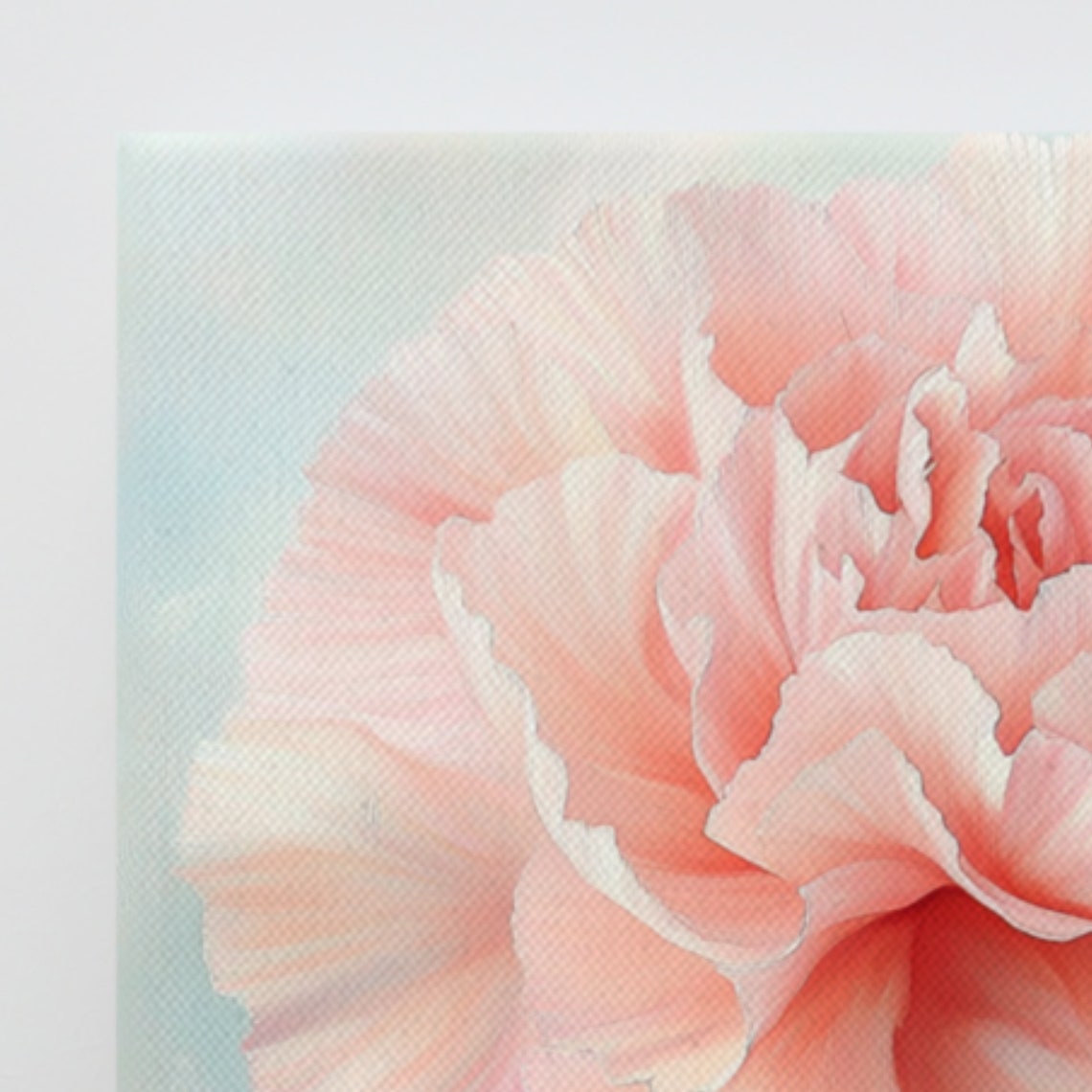 Blush Pink Carnation Flower Soft Blue Pastel Floral Art Poster - Image 3