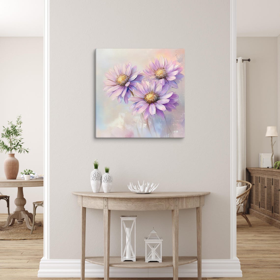 Lavender Purple Aster Daisies Golden Centers Pastel Wall Art Poster - Image 4
