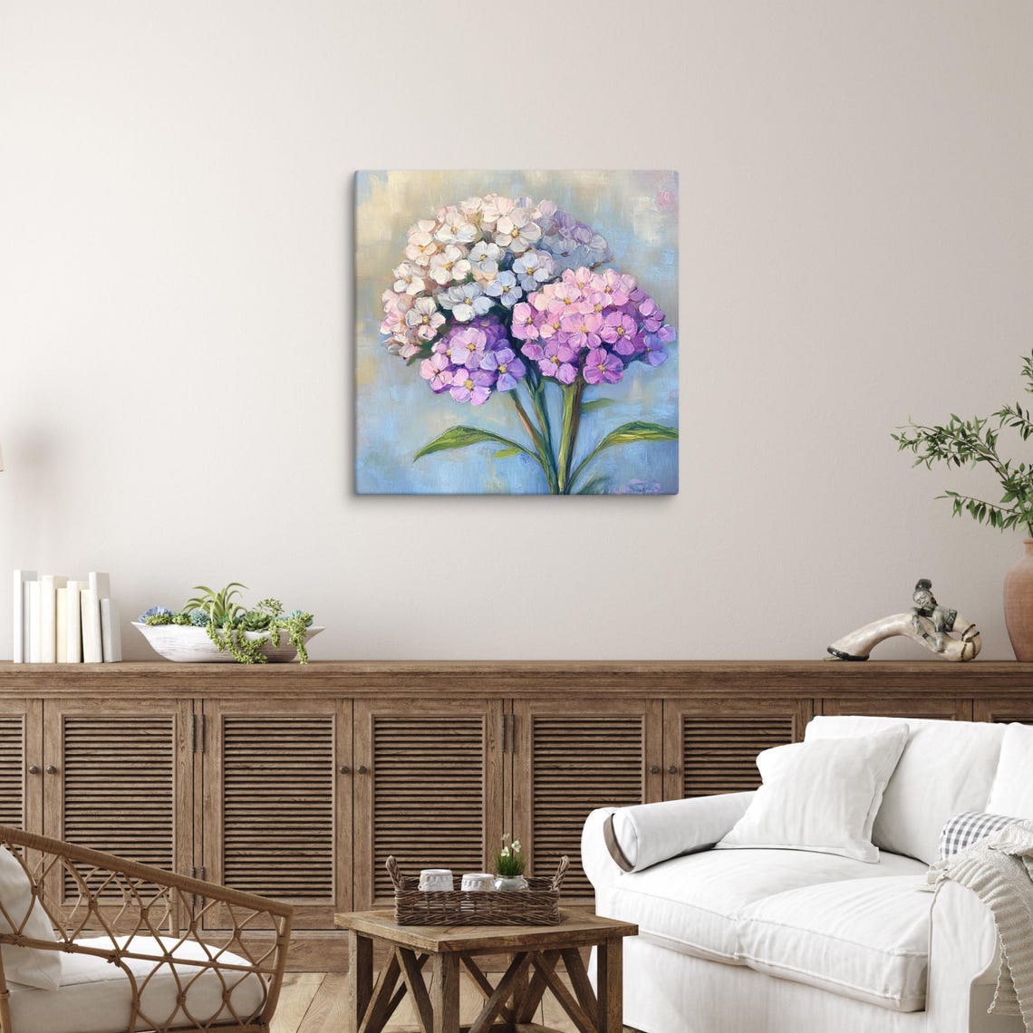 Pastel Cluster Blooms Pink Blue White Botanical Floral Wall Art Poster - Image 5