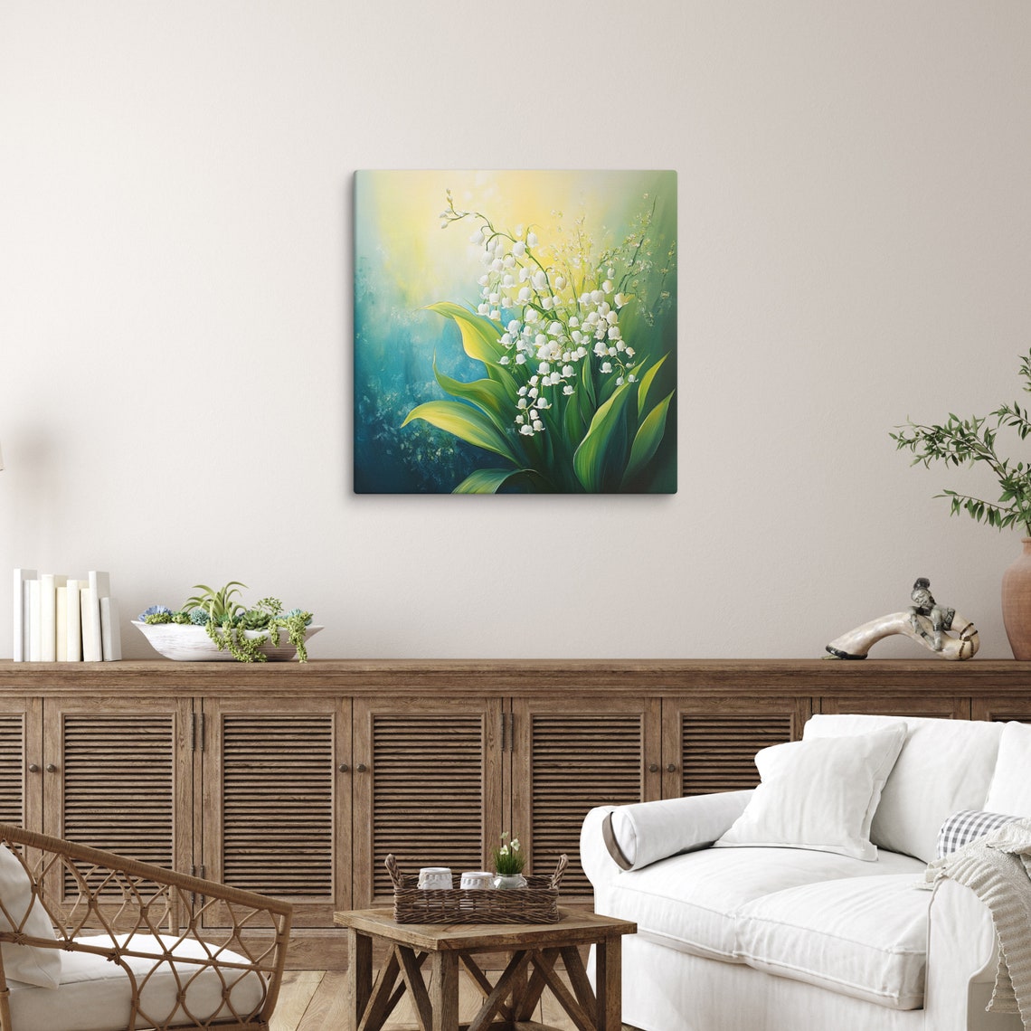 Lily Of The Valley Print Large Painting Print Flower Wall Art Nature Art Lily Of The Valley Painting Print Plant Art - Image 4