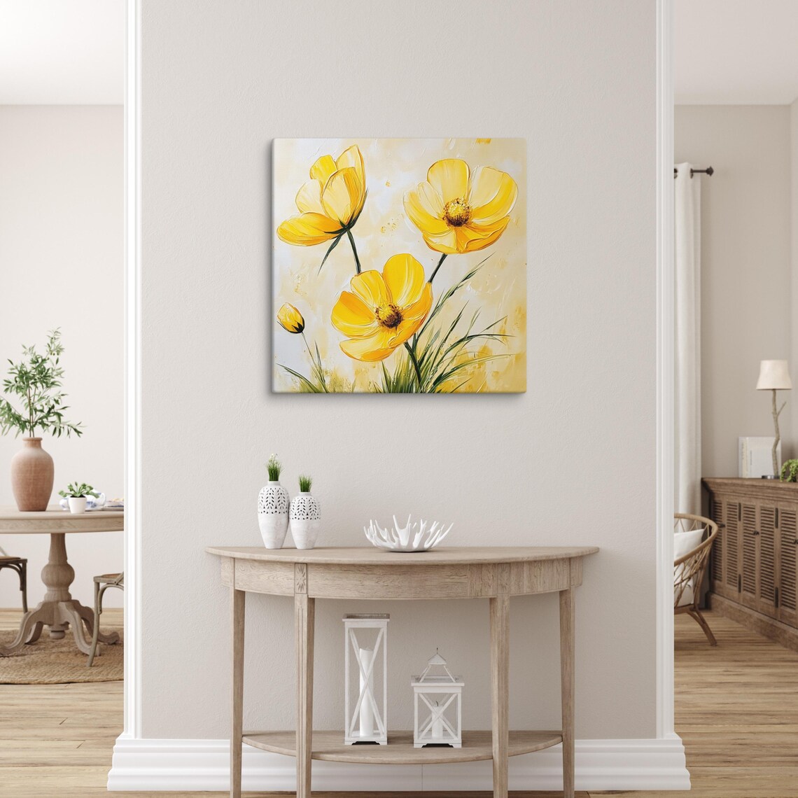 Yellow Buttercup Flowers Bright Blooms Painting Print Poster - Image 5