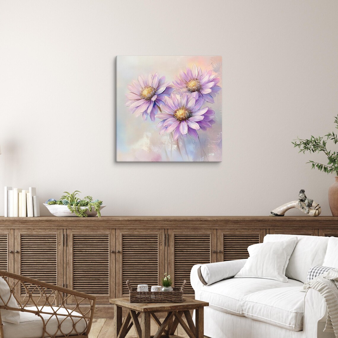 Lavender Purple Aster Daisies Golden Centers Pastel Wall Art Poster - Image 5