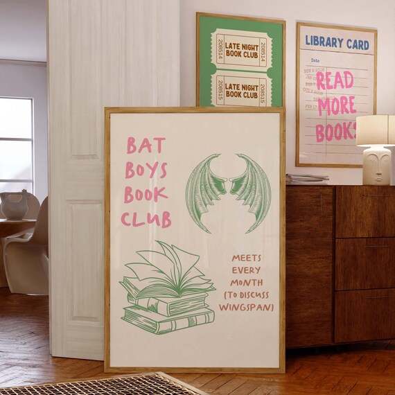 Bat Boys Book Club Green Wings Fantasy Romantasy Book Poster