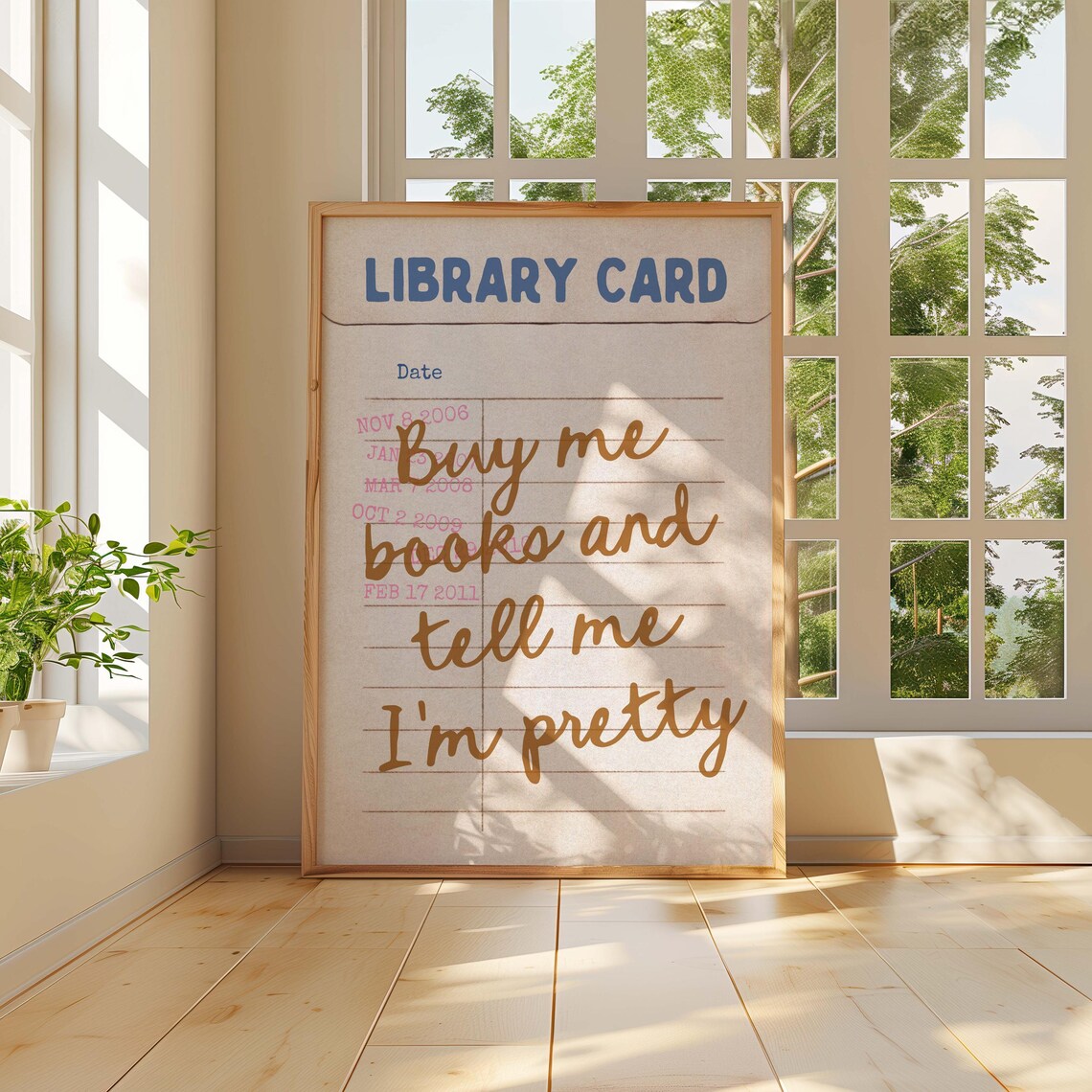 Buy Me Books and Tell Me I'm Pretty Script Library Card Poster - Image 2