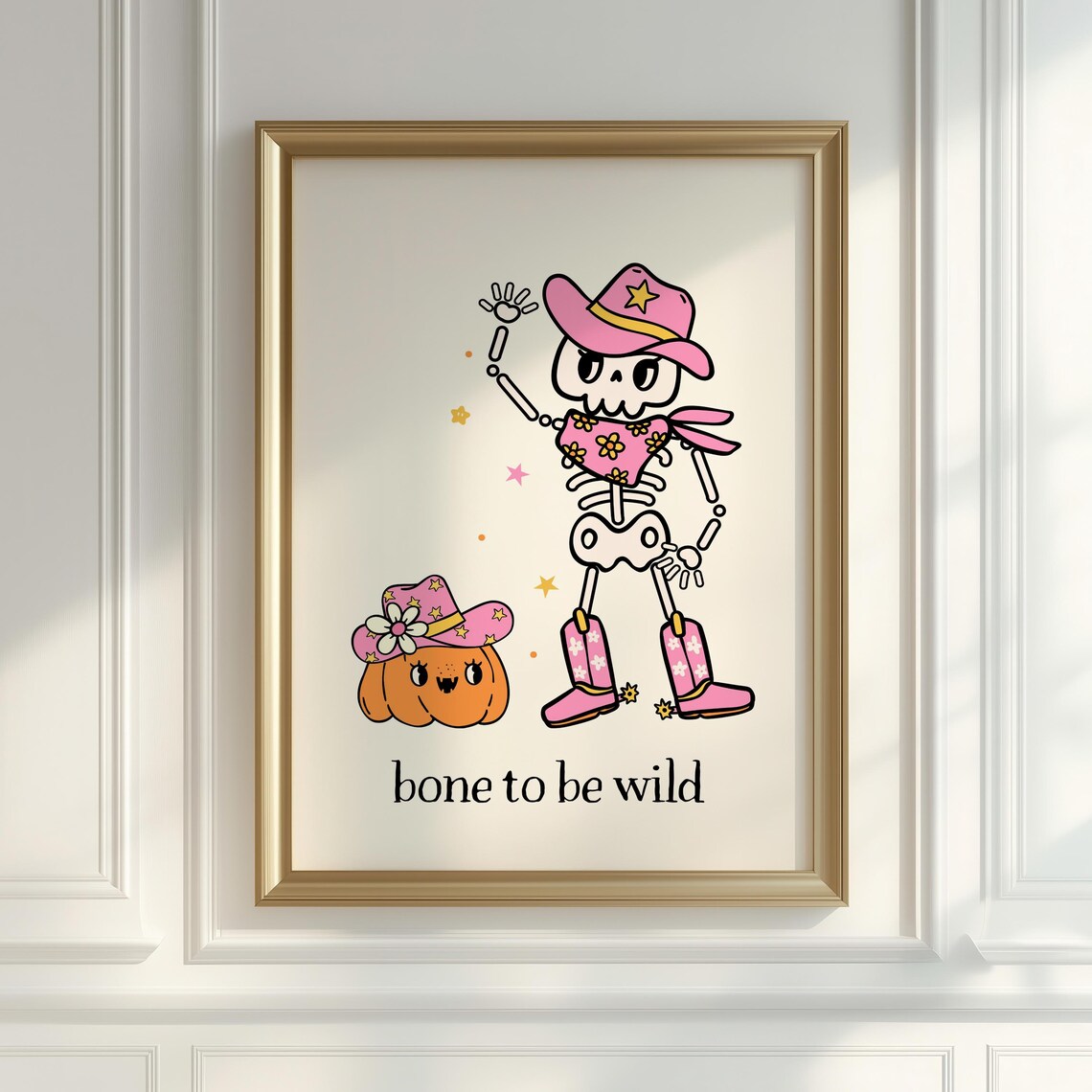 Halloween Cowgirl Retro Skeleton Art Print, Pastel Decor - Image 2