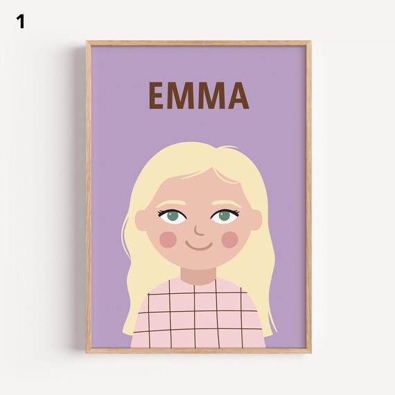 Personalized Girls Name Nursery Poster With Blonde Cartoon Girl