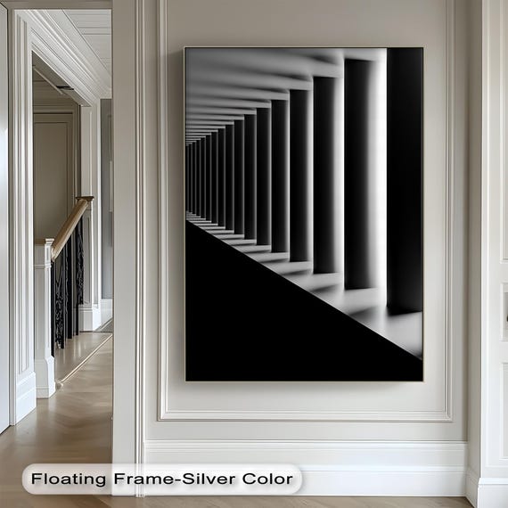 Modern Monochrome Architecture Canvas Wall Art Black And White Poster Framed Decor