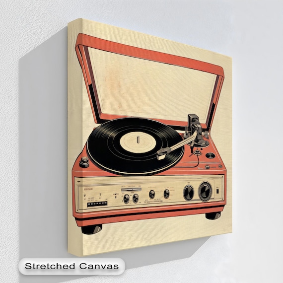 Retro Red Classic Record Player Vinyl Turntable Hi Fi Art Poster