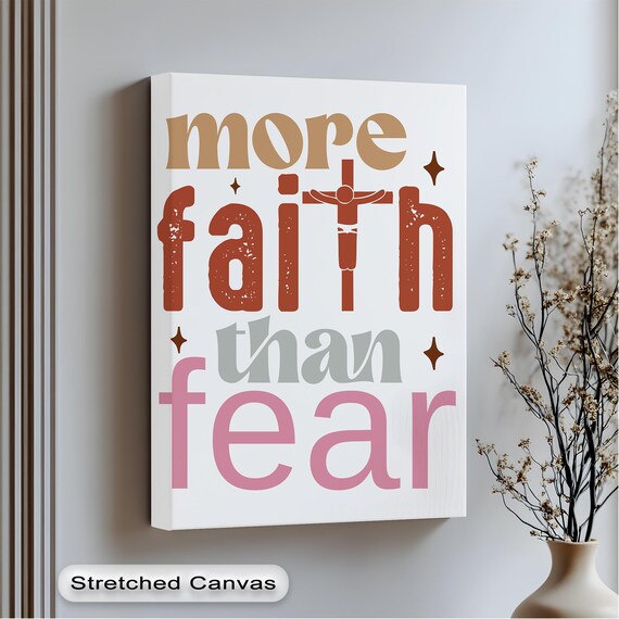Faith Over Fear Canvas Print Christian Scripture Wall Art