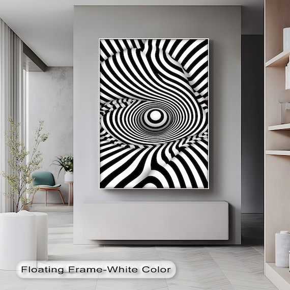 Black And White Spiral Vortex Optical Illusion Hypnotic Abstract Poster