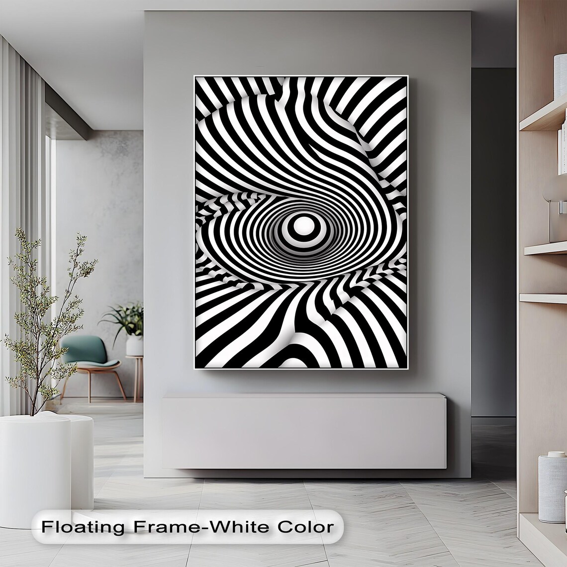 Black And White Spiral Vortex Optical Illusion Hypnotic Abstract Poster