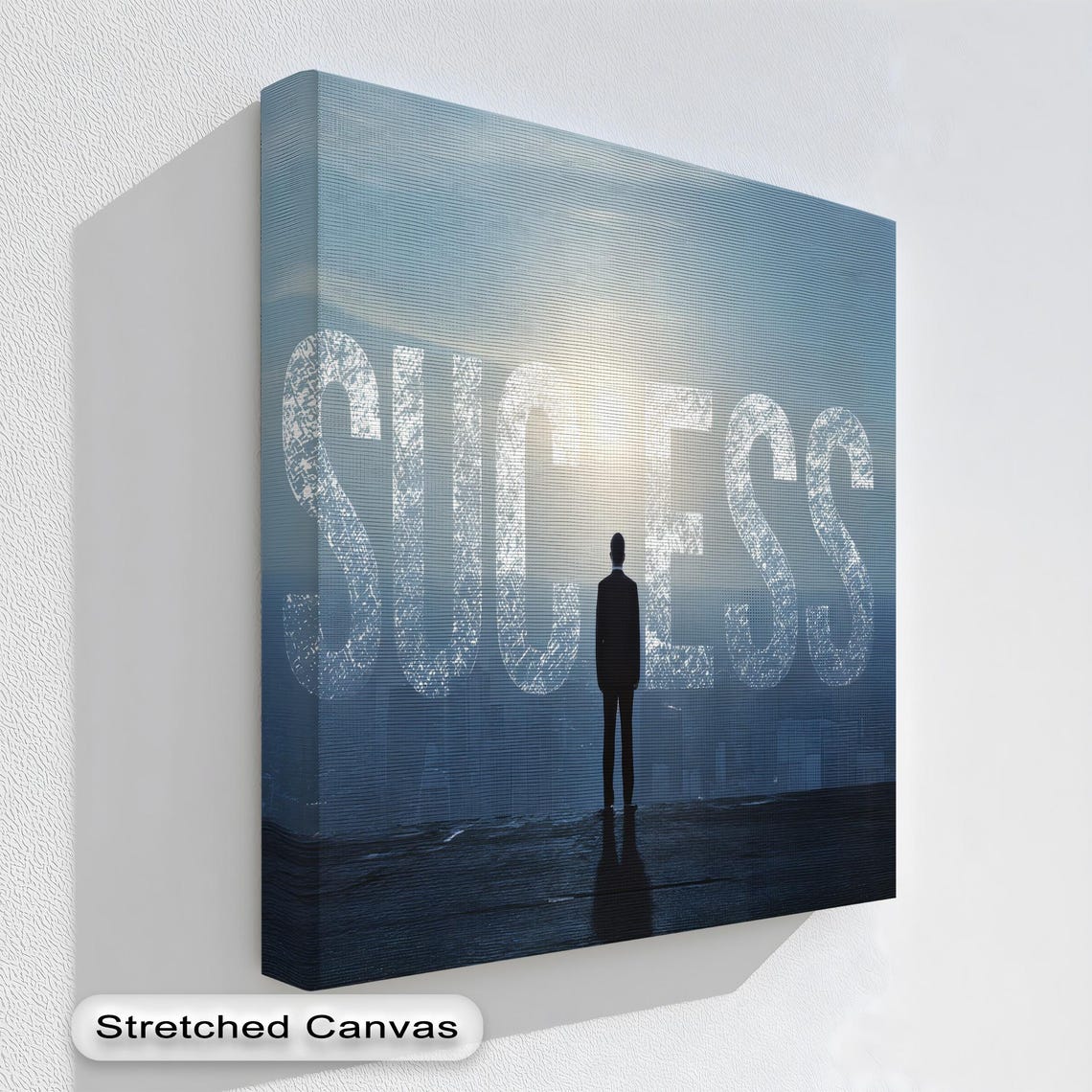 Success Cityscape Silhouette Businessman Motivational Office Poster