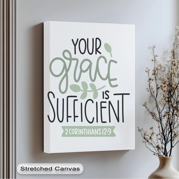 Your Grace Is Sufficient 2 Corinthians 12:9 Botanical Wall Art