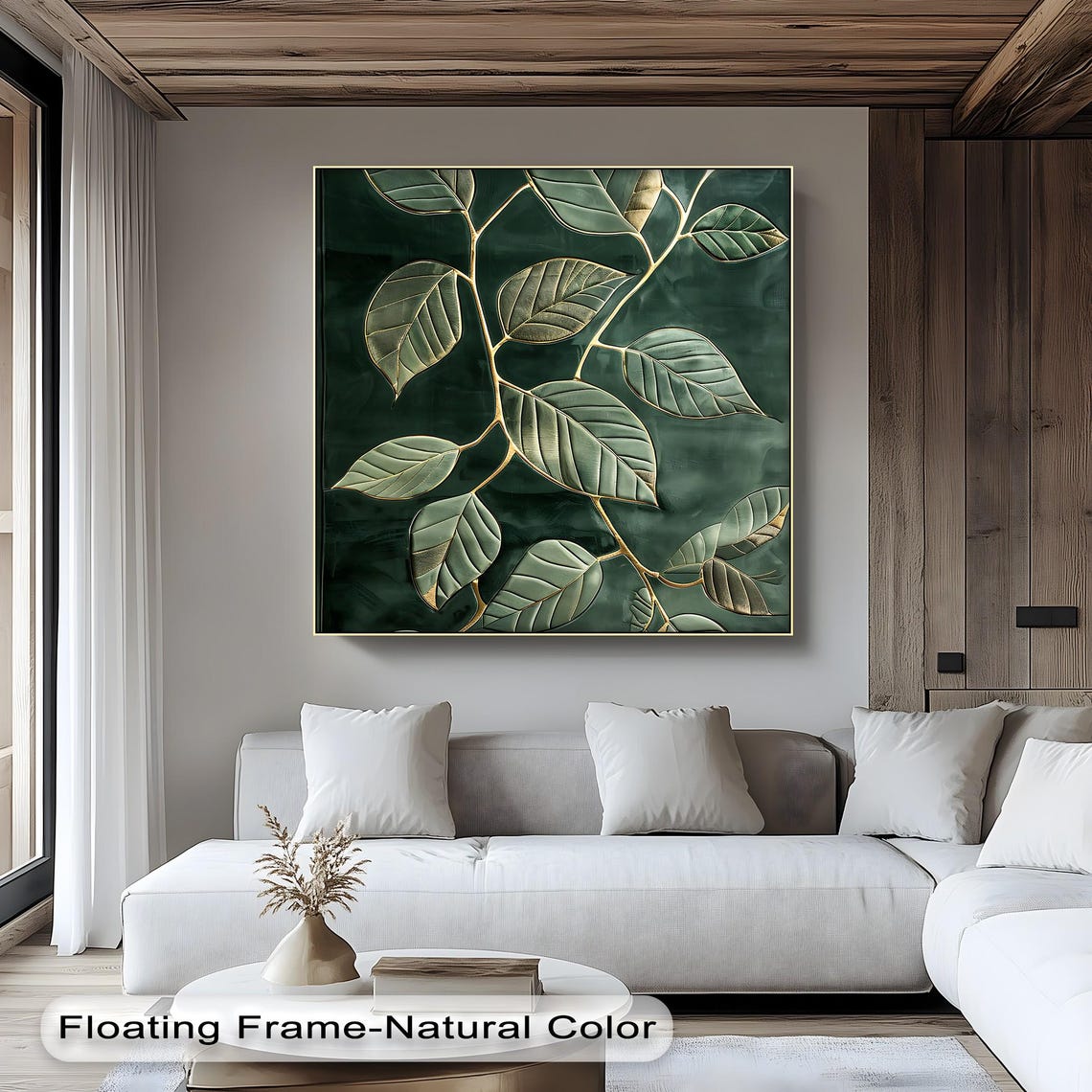 Gold Leaf Botanical Emerald Green Leaf Branch Elegant Decor Poster