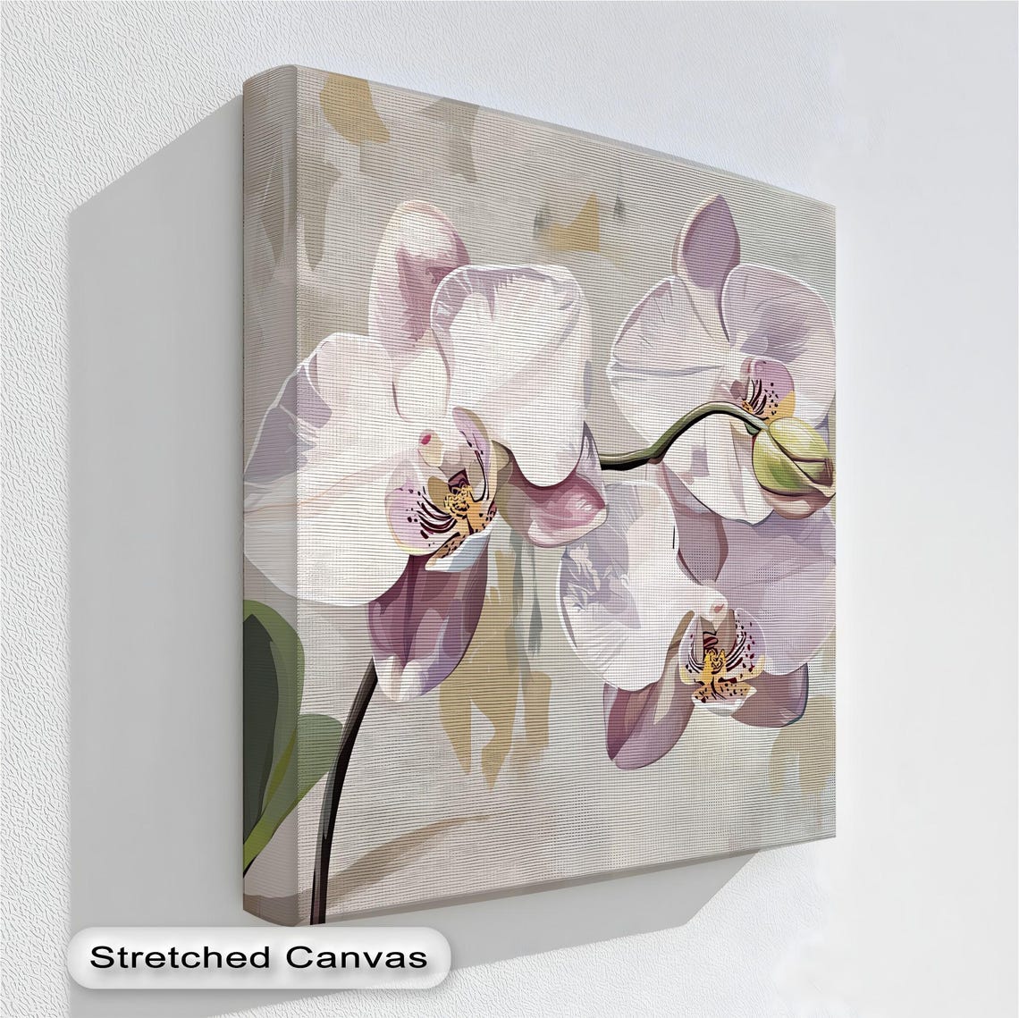 Soft White Pink Orchid Blooms Elegant Serene Floral Canvas Poster