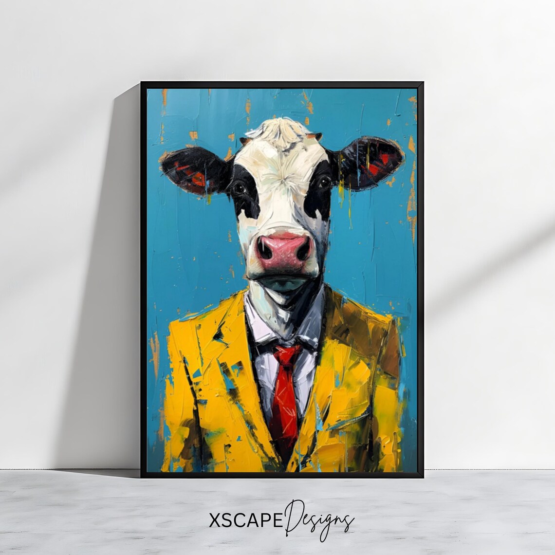 Whimsical Cow Farmhouse Animal Poster Print Decor