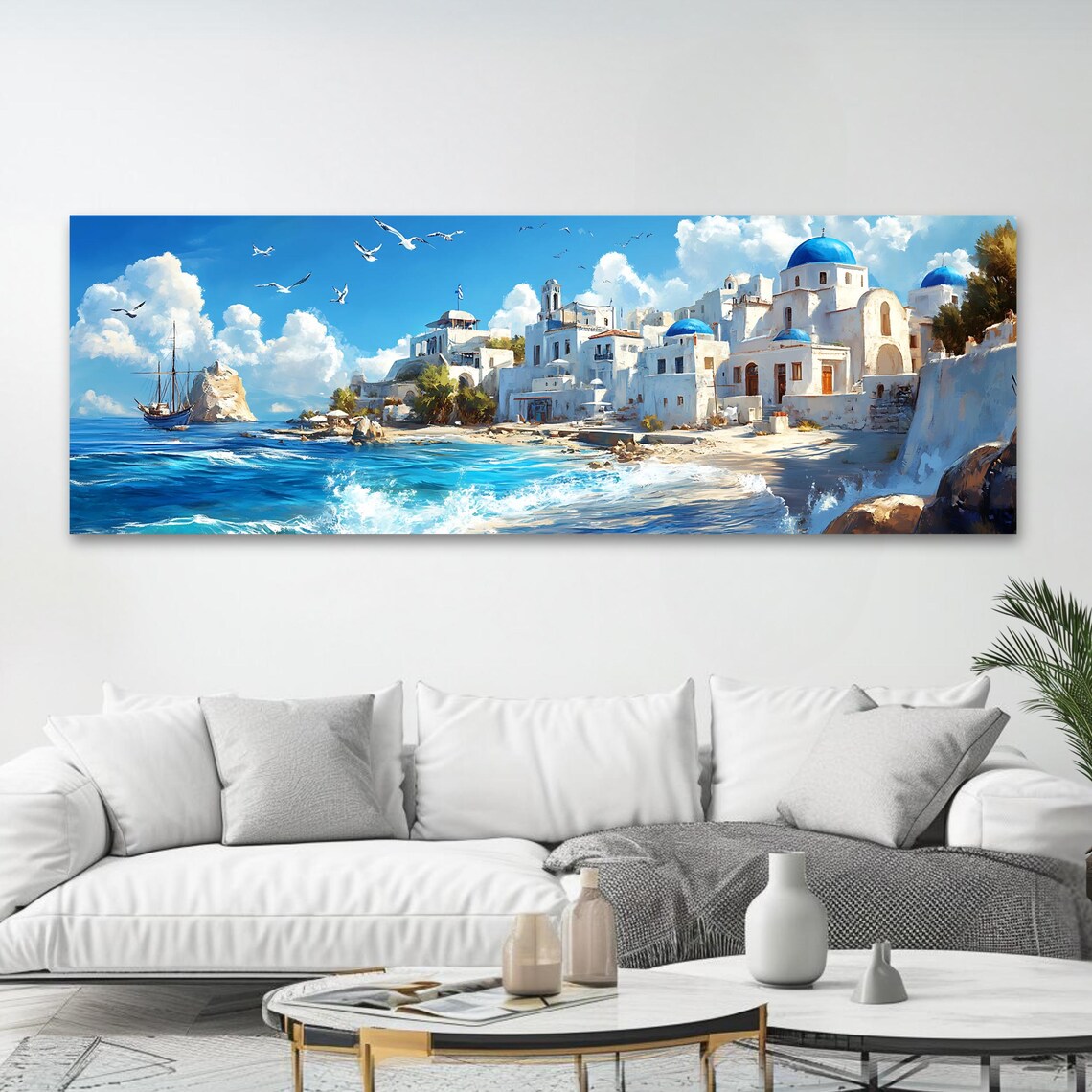 Santorini Seaside Travel Poster, Coastal Wall Art - Image 4