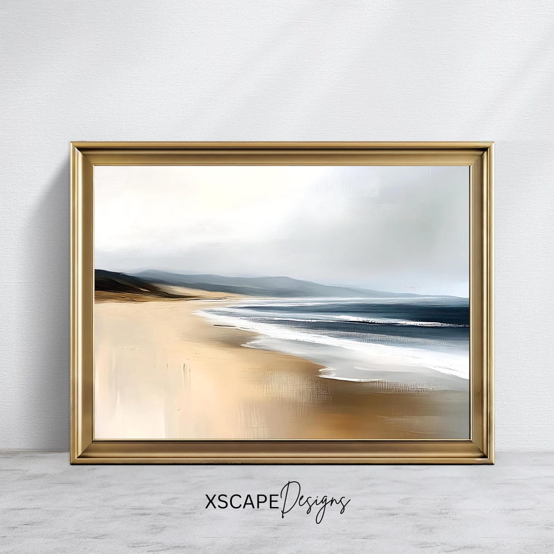 Minimalist Neutral Beach Soft Waves Sandy Shore Coastal View Poster