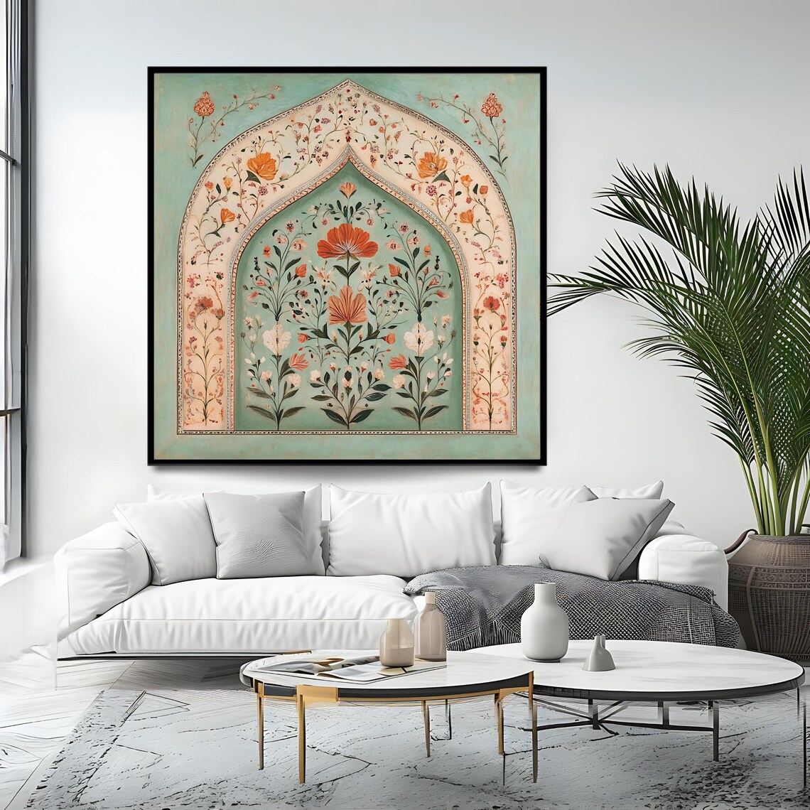Moroccan Square Floral Arch, Elegant Boho Art Print - Image 4