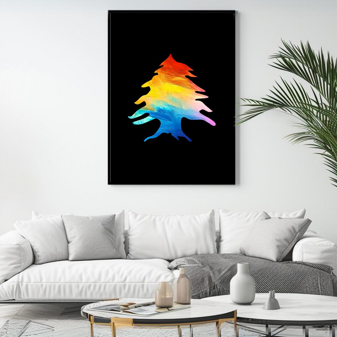 Lebanese Cedar Tree Art Print Abstract Lebanon Wall Decor Colorful Middle Eastern Artwork Modern Painting - Image 4