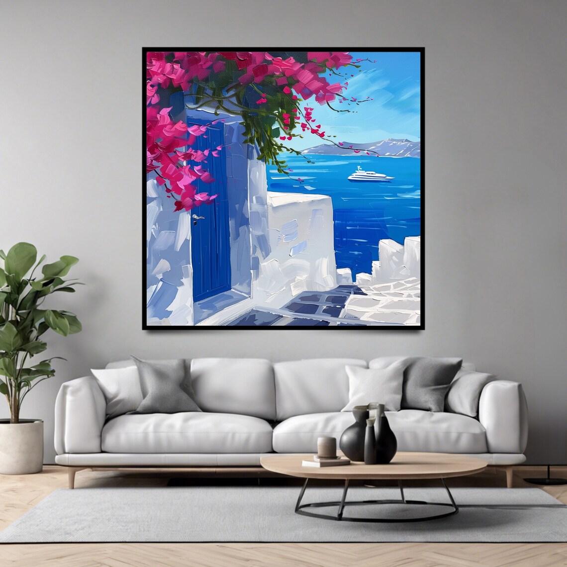 Santorini Greece Coastal Art Print, Mediterranean Decor - Image 4