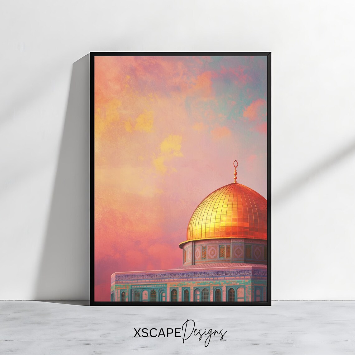 Golden Dome Of The Rock At Sunset Jerusalem Islamic Art Poster