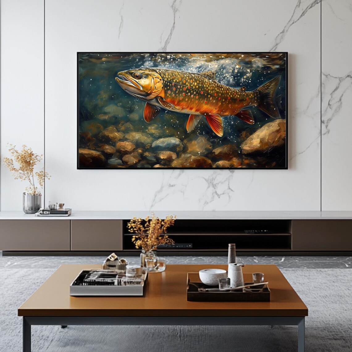 Frame Tv Art Underwater Trout Vibrant Fish Art For Frame Tv Abstract Tv Art Art - Image 2