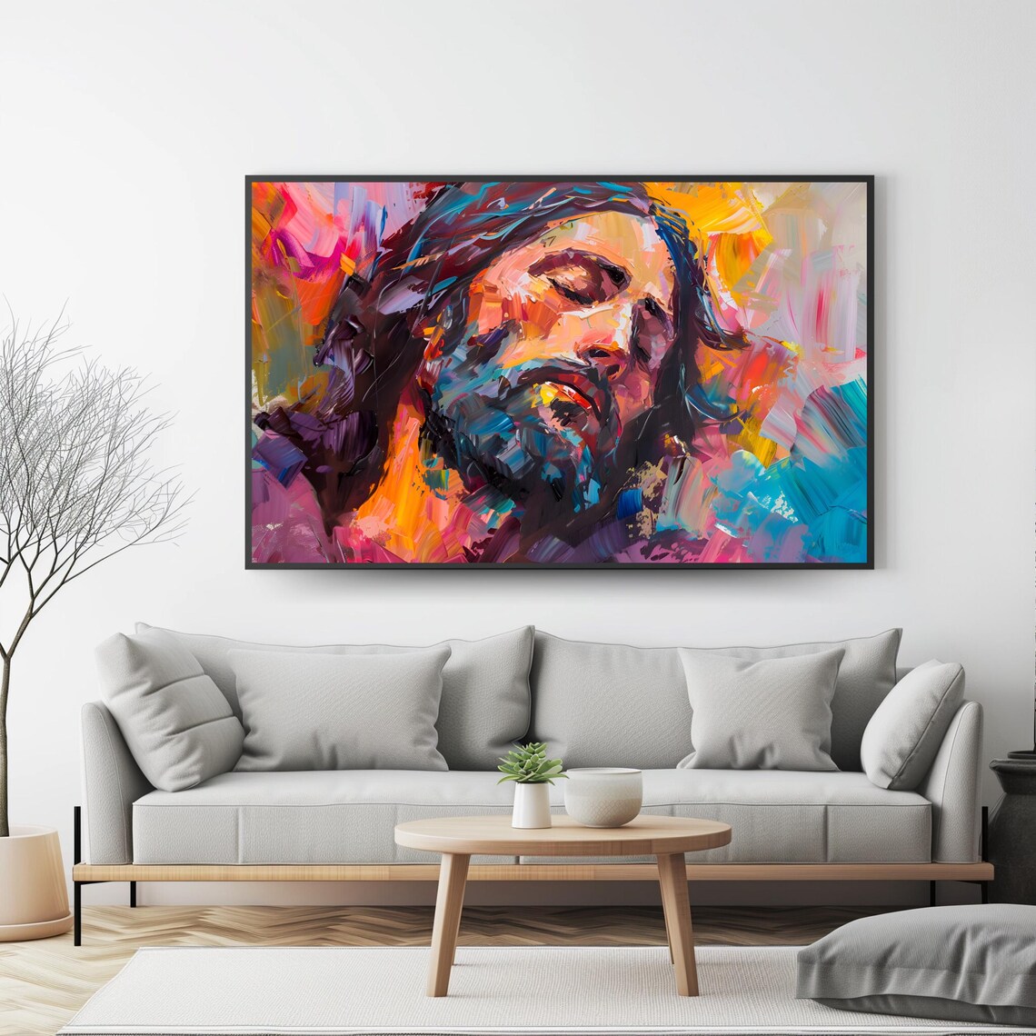 Jesus Christ Abstract Portrait Vibrant Faith Inspired Colorful Art Poster - Image 4