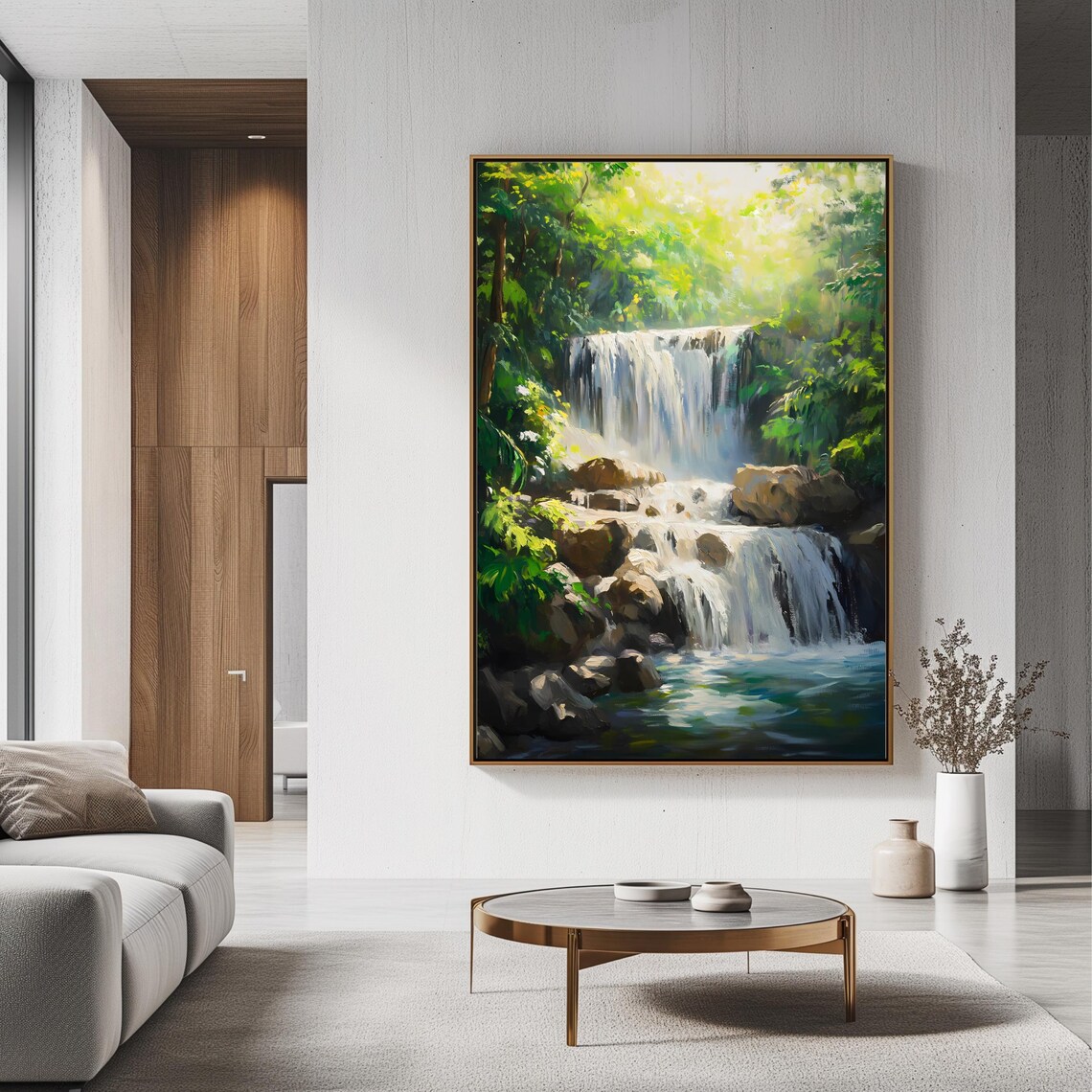 Tropical Waterfall Nature Landscape Art Print - Image 3