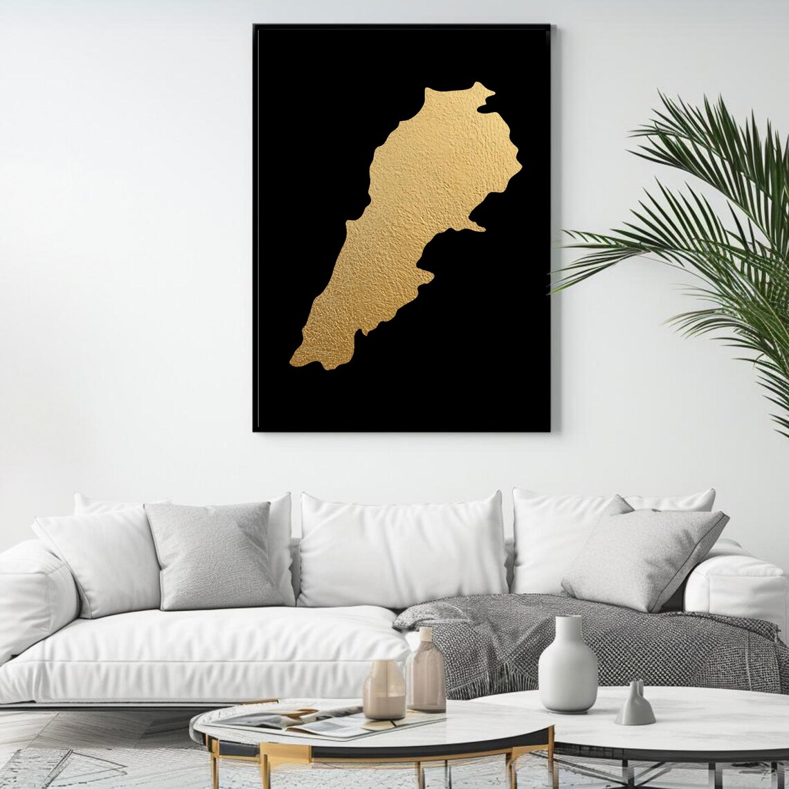Gold Lebanon Map Black Minimalist Lebanese Heritage Wall Art Poster - Image 4