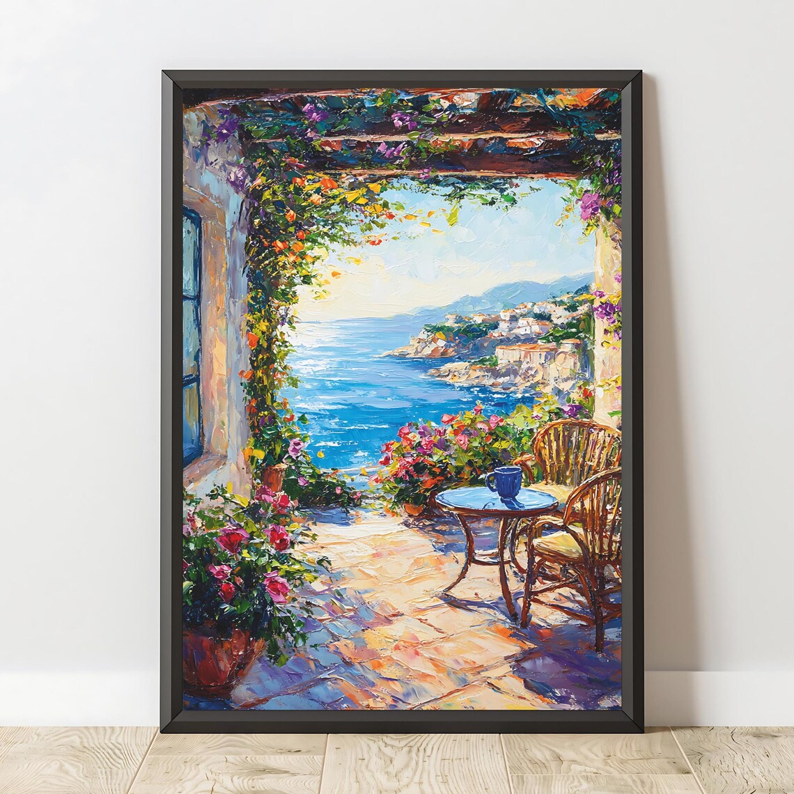 Mediterranean Terrace Patio Sea View Blooming Pergola Travel Poster - Image 2