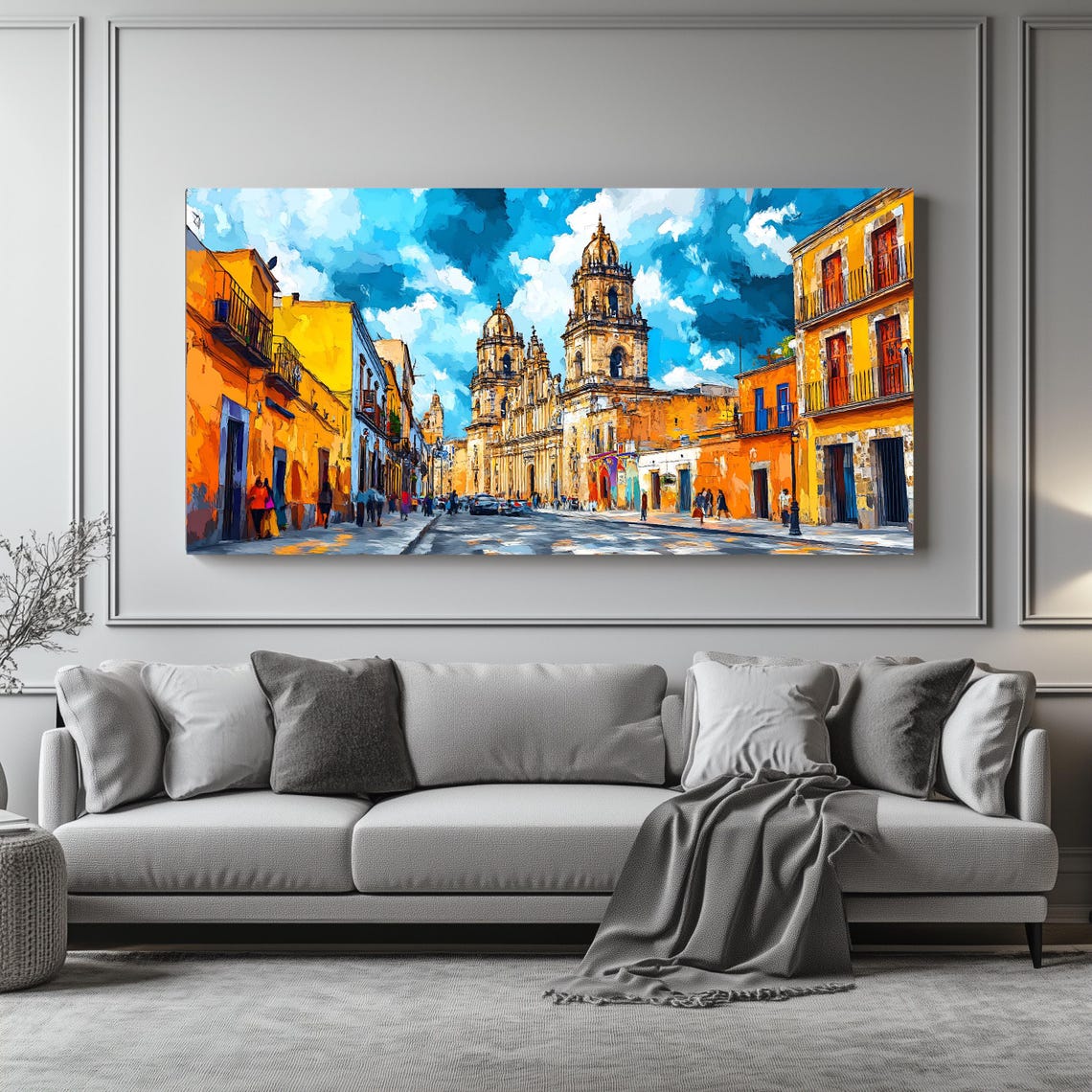Mexican Colonial Street Baroque Cathedral Old Town Colorful Poster - Image 4