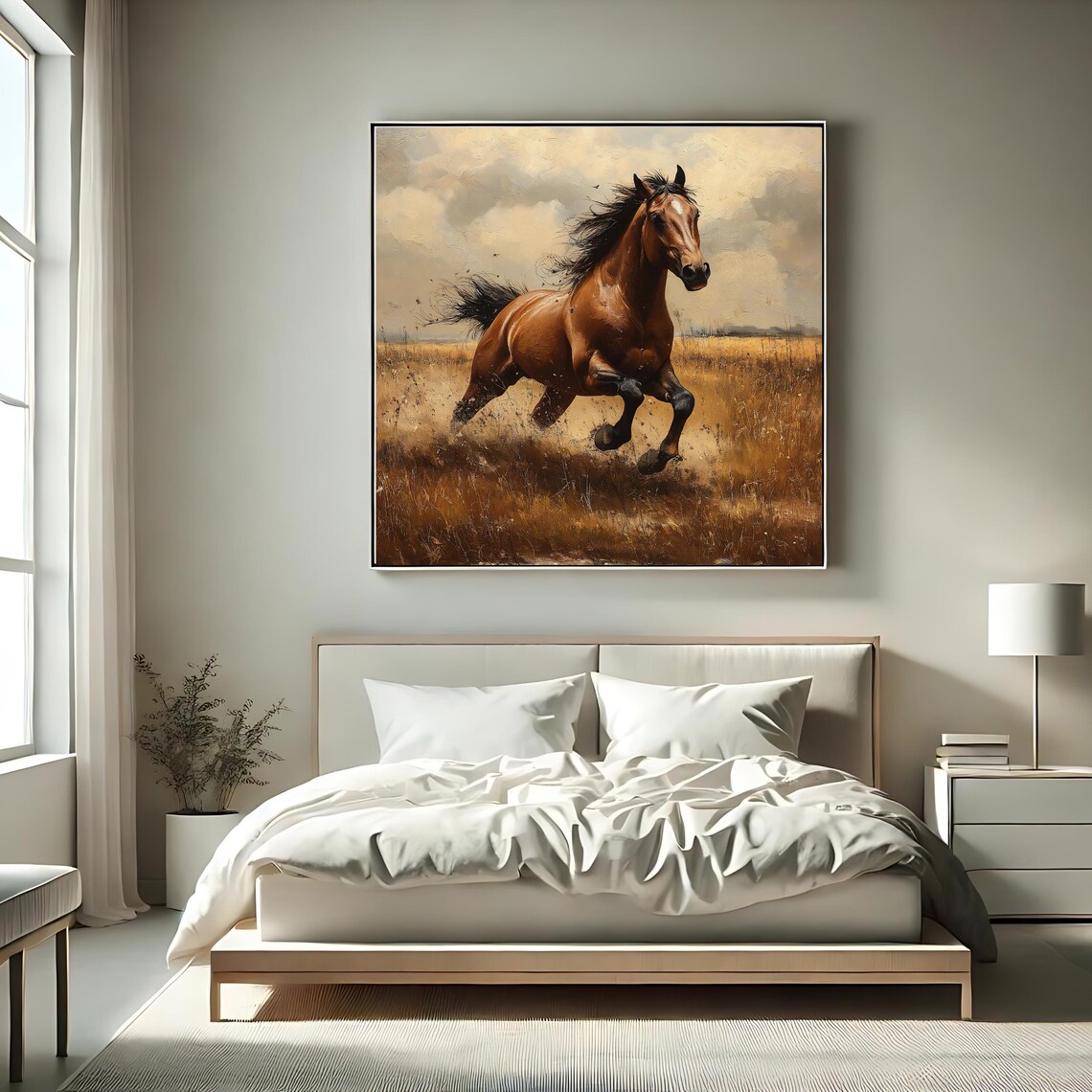 Running Horse, Rustic Western Wall Art Print - Image 3