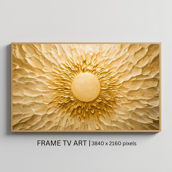 Golden Sunburst Textured Abstract Decor