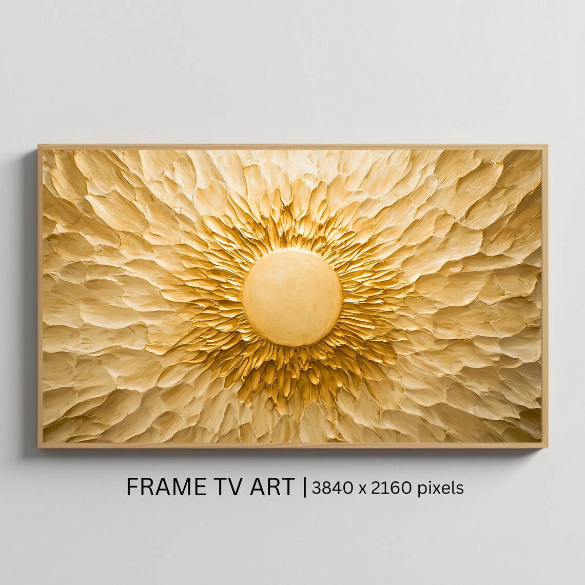 Golden Sunburst Textured Abstract Decor