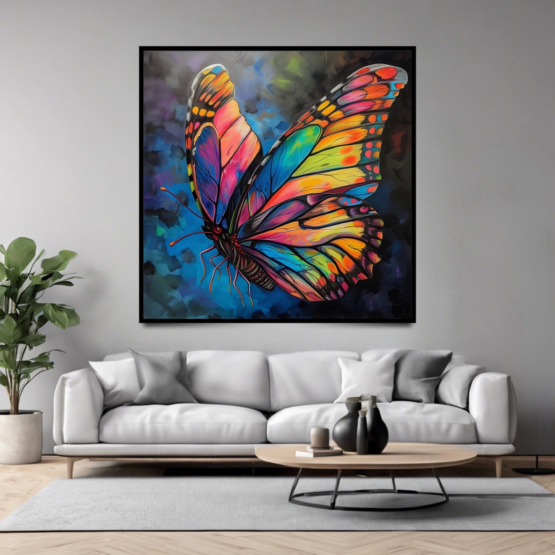 Vibrant Butterfly Wall Art Square Art Print Colorful Insect Poster Modern Decor - Image 4