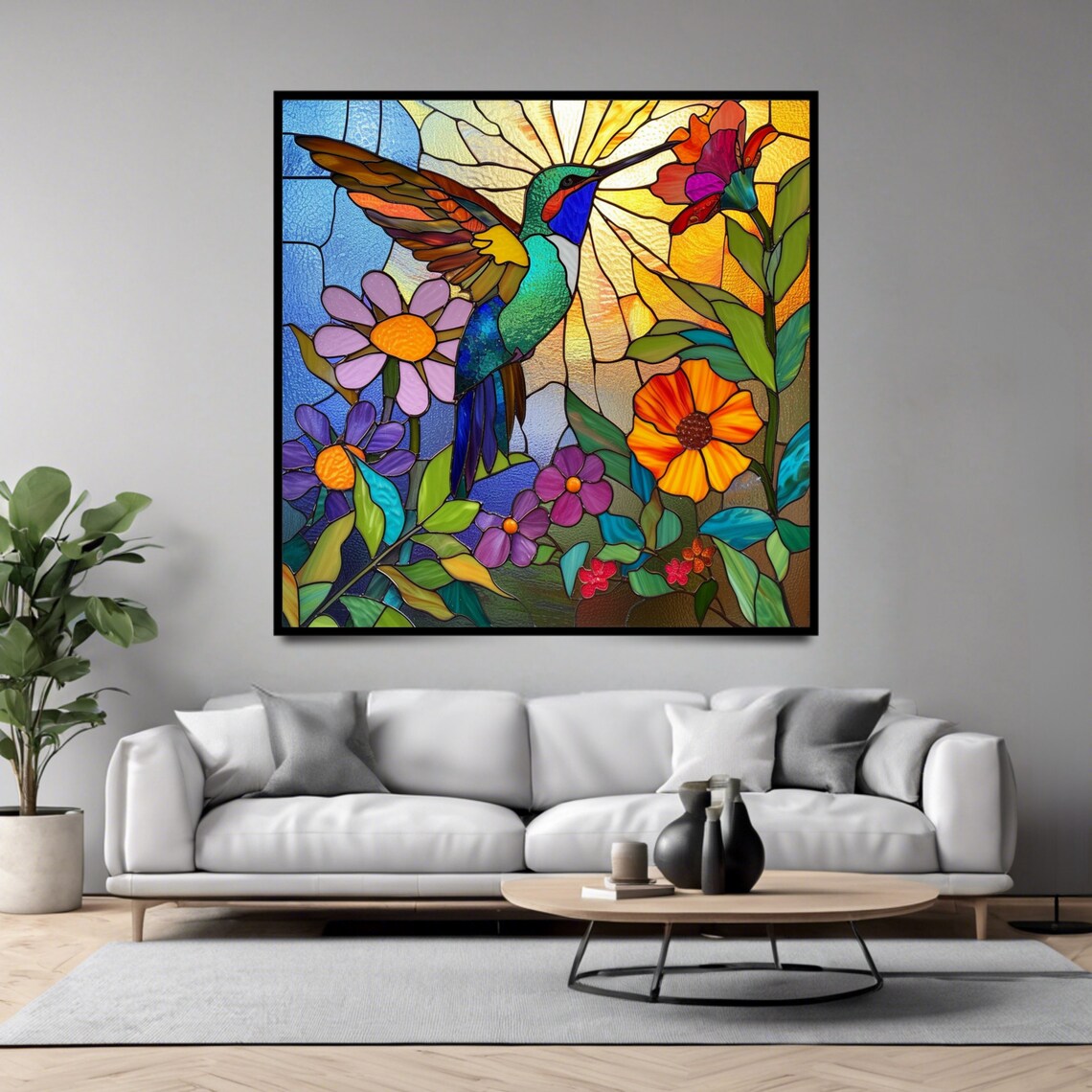 Hummingbird Floral Wall Art Print, Botanical Poster - Image 4