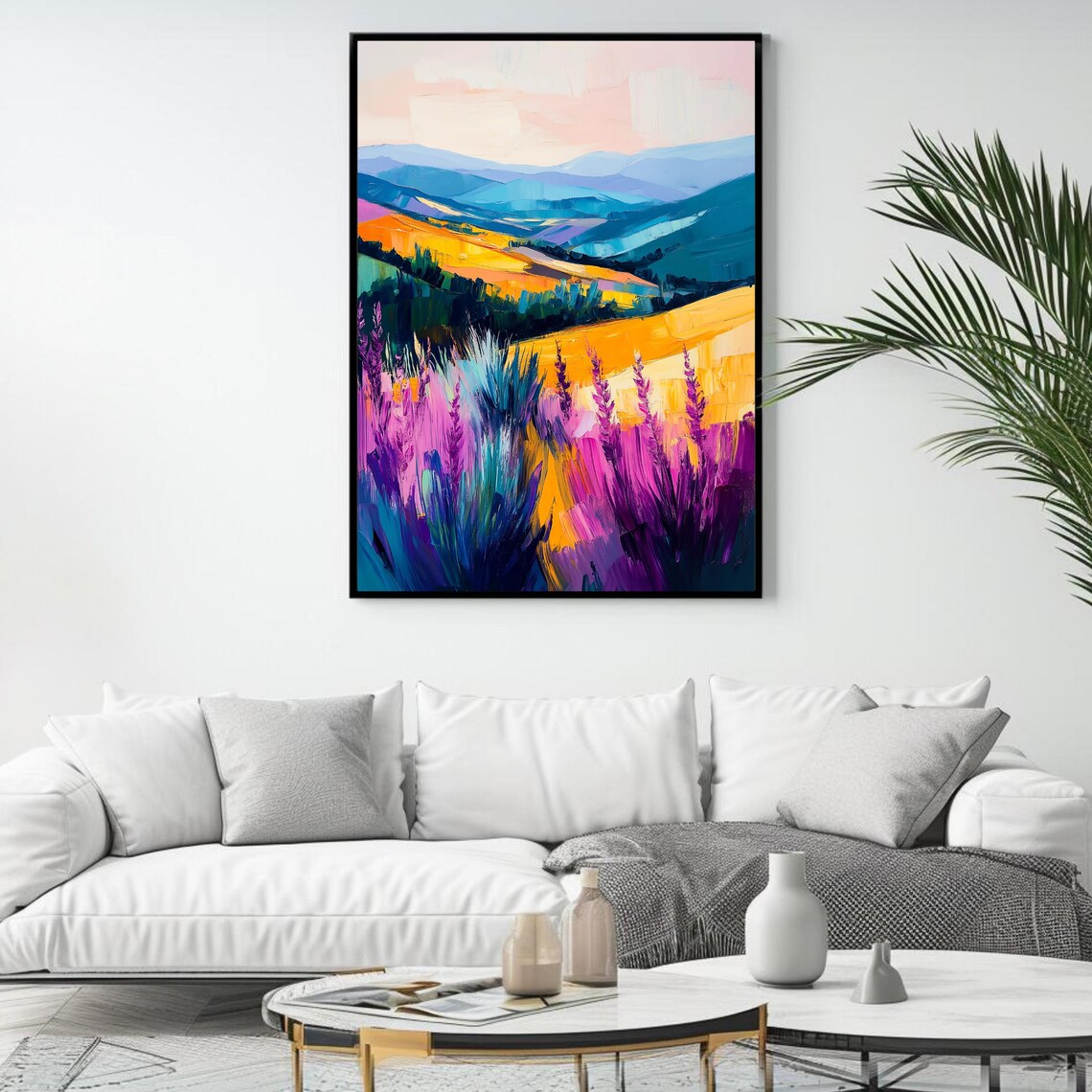 Lavender Field Abstract Landscape, Nature Decor - Image 4