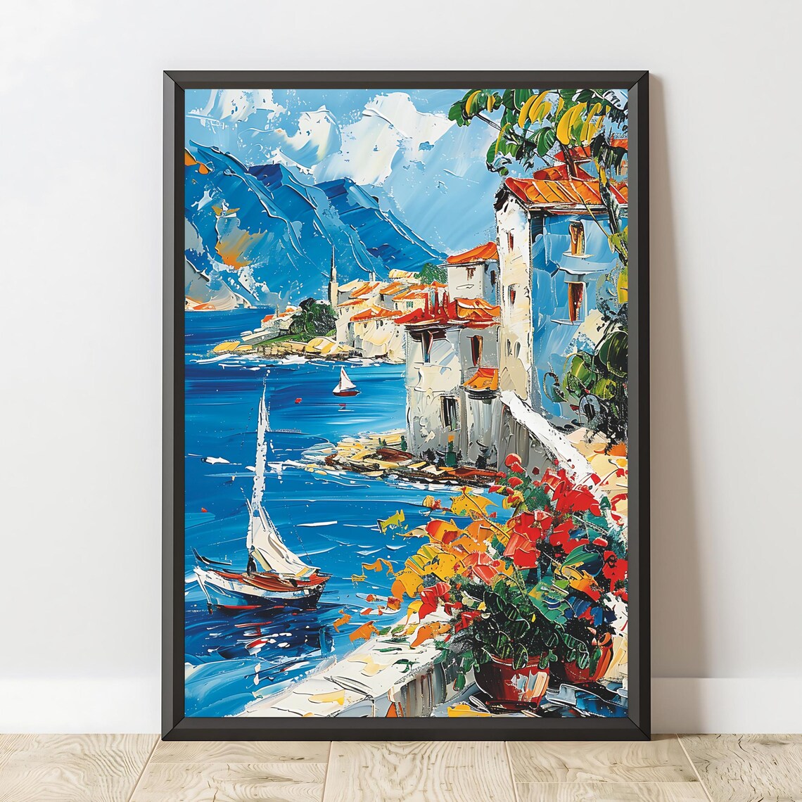 Mediterranean Village Coastal Landscape, Poster - Image 2