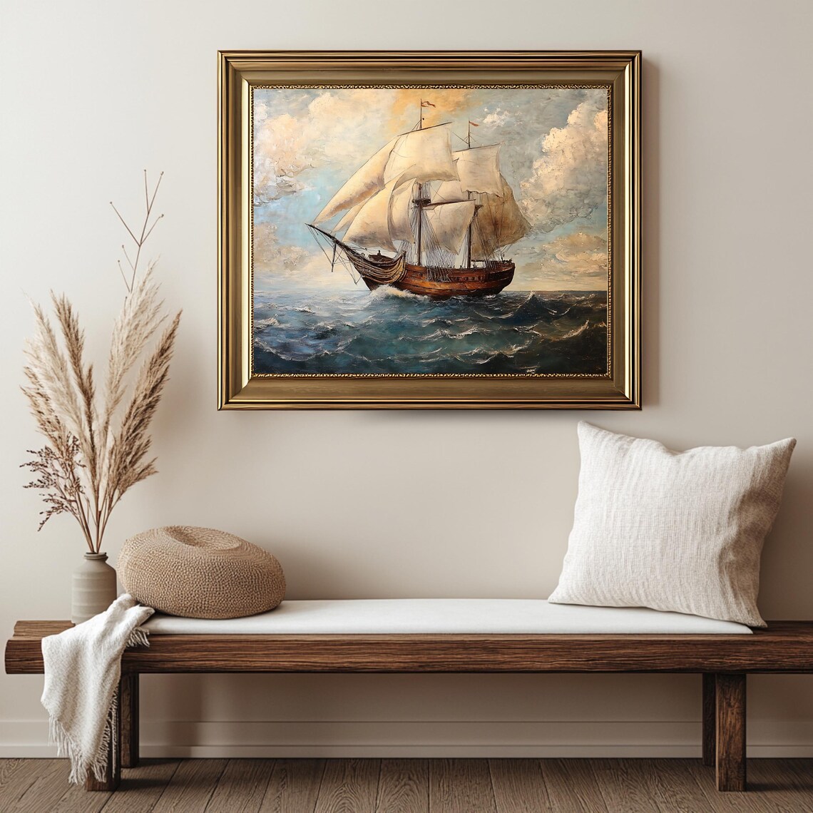Vintage Sailing Ship Nautical Seascape Poster - Image 2