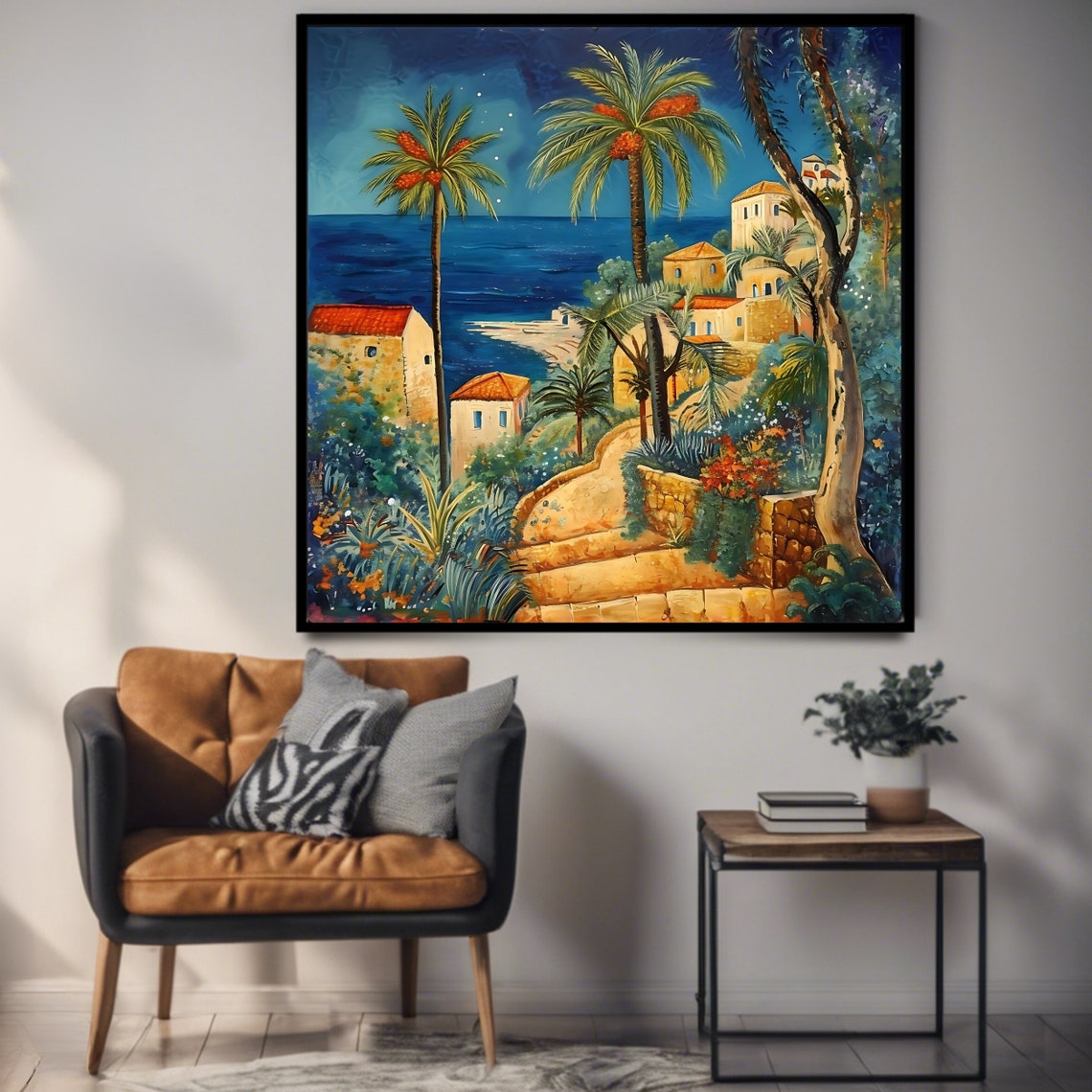 Coastal Village Mediterranean Art Print - Image 3