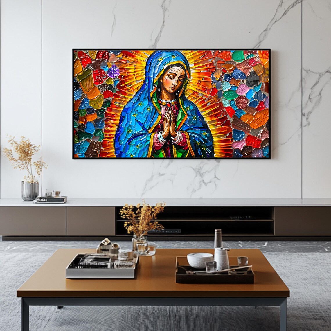 Our Lady Of Guadalupe Mosaic Stained Glass Religious Art Poster - Image 2