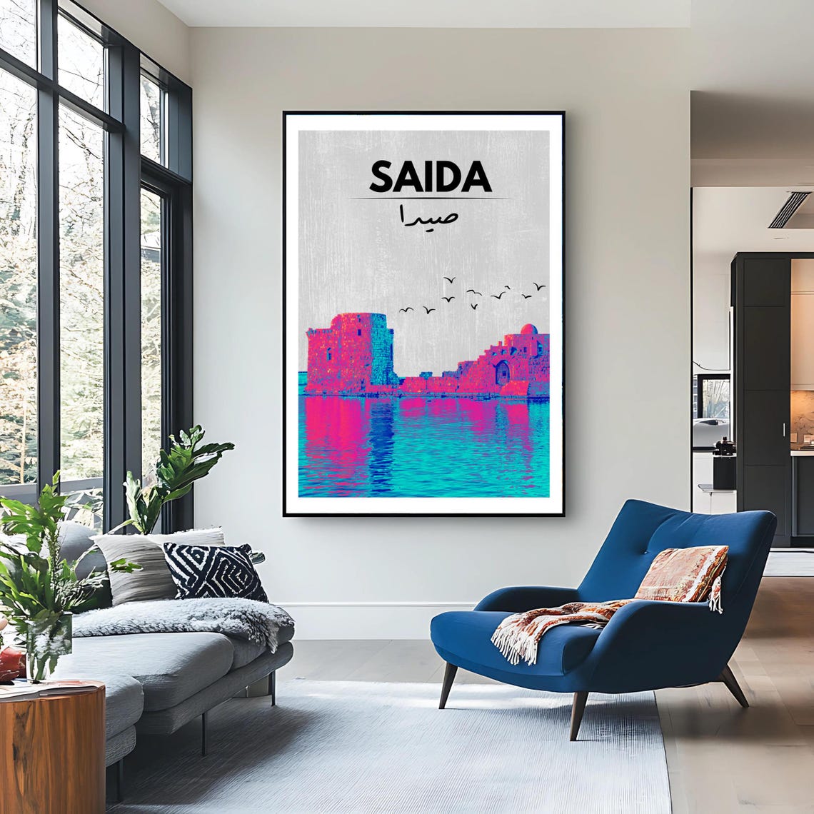 Saida Wall Art Lebanese Seaside Castle Print Middle Eastern Decor Sidon Heritage Artwork - Image 3