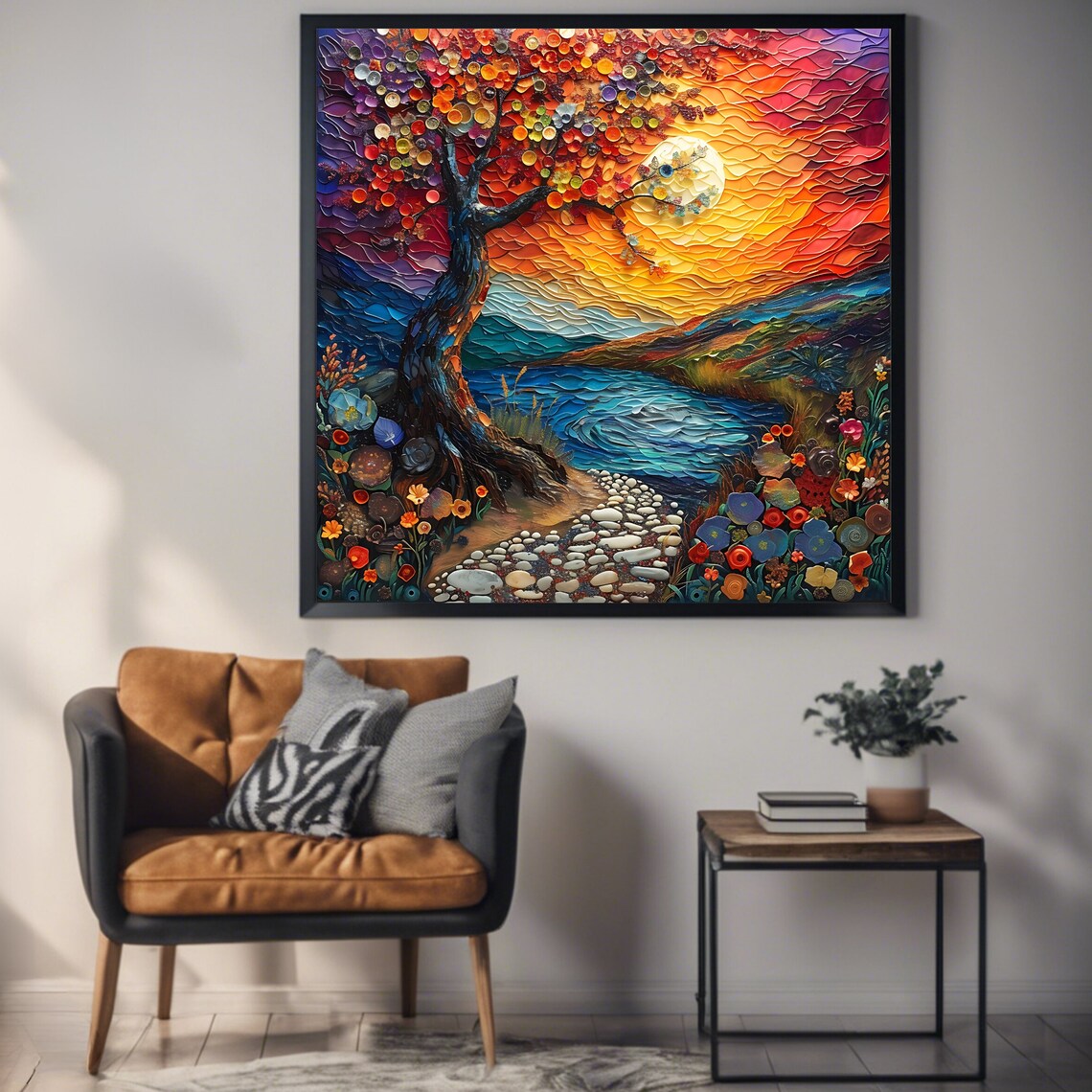 Moonlit Tree Wall Art Print Landscape Poster Square Print Wall Art - Image 3