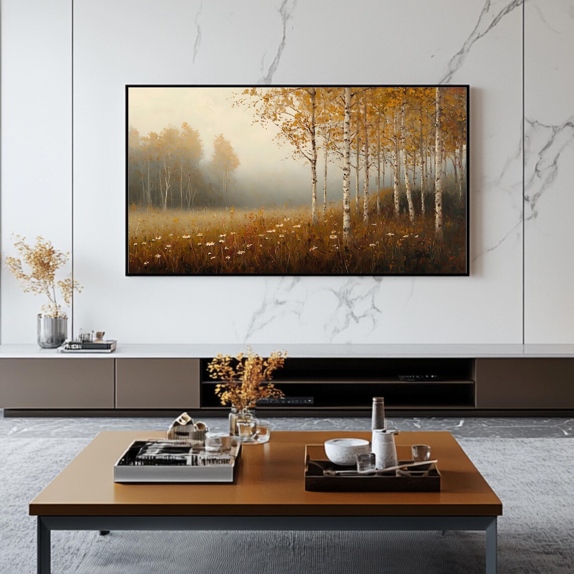 Autumn Birch Trees, Seasonal Wall Art Print - Image 2