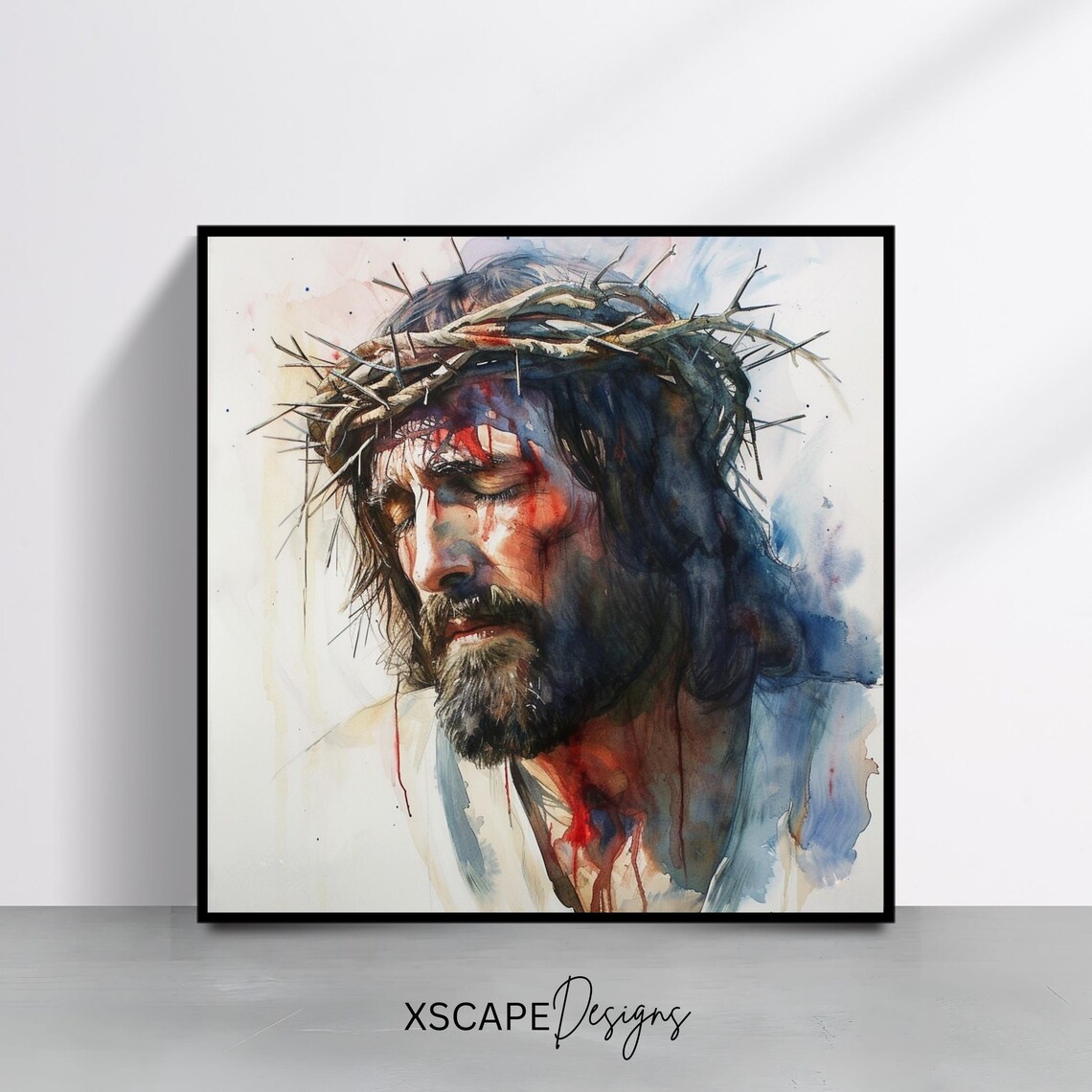 Jesus Crown Of Thorns Christian Wall Art Passion Of Christ Print Religious Home Decor Watercolor Jesus Painting Christian Gift