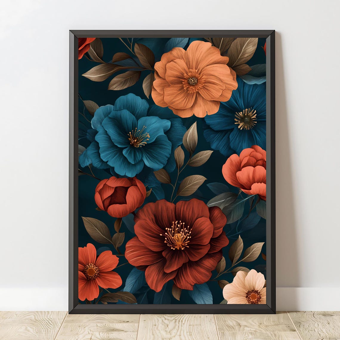 Dark Floral Art Print Elegant Botanical Wall Decor Moody Flower Artwork Vertical Wall Art Instant - Image 3