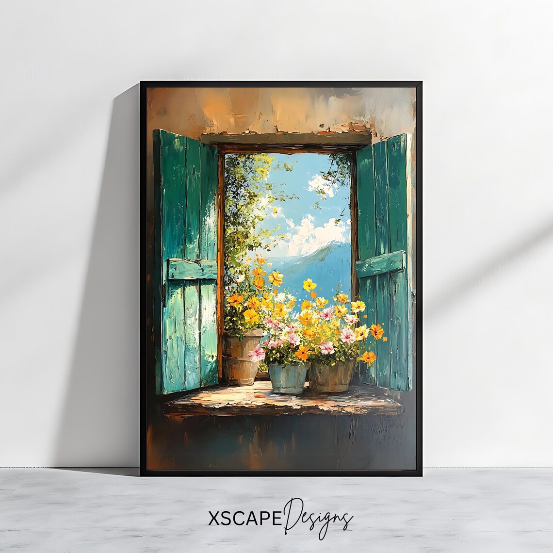 Rustic Window View, Cottagecore Vintage Art Print