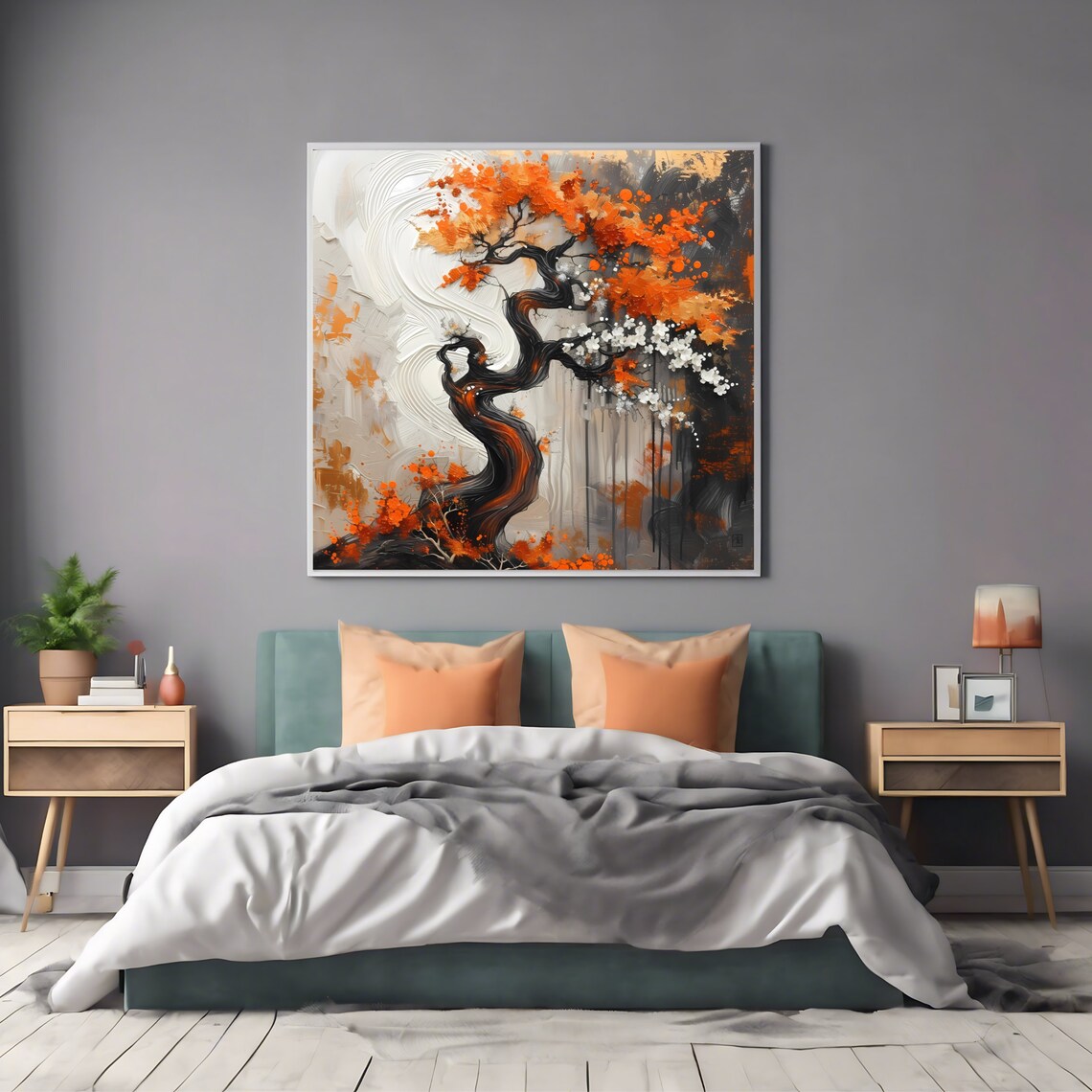 Bonsai Tree Wall Art Print Abstract Nature Poster Square Print Wall Art - Image 2